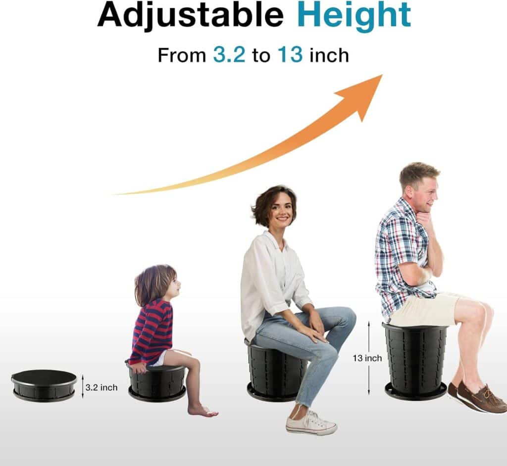 retractable height portable toilet